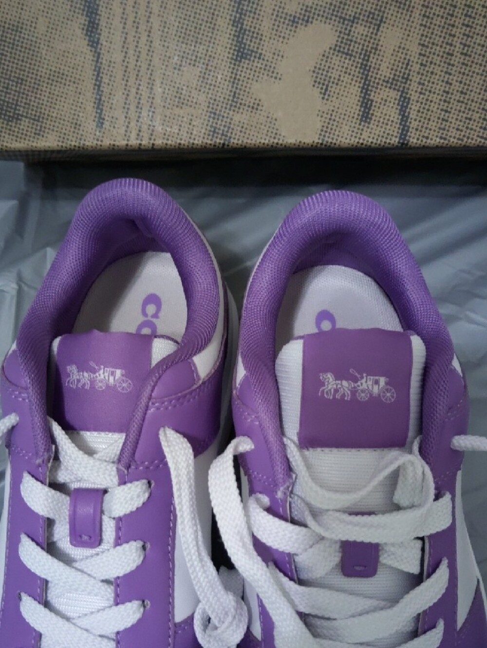 Coach White and Purple Platform Sneakers - Picture 7 of 12